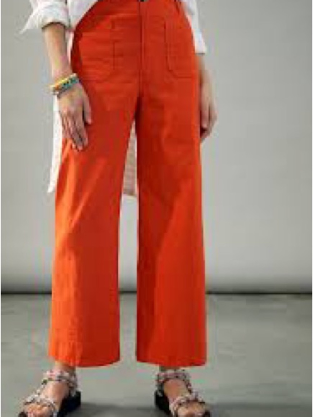 Maeve Anthropologie Colette Wide-Leg Cropped High-Waist Pants in Orange Red